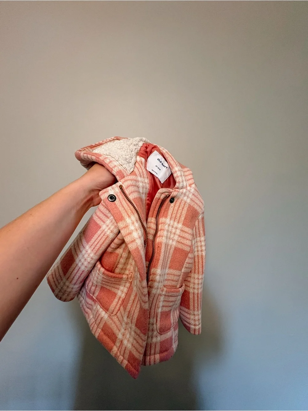 Old Navy Pink Plaid Lined Hooded Jacket